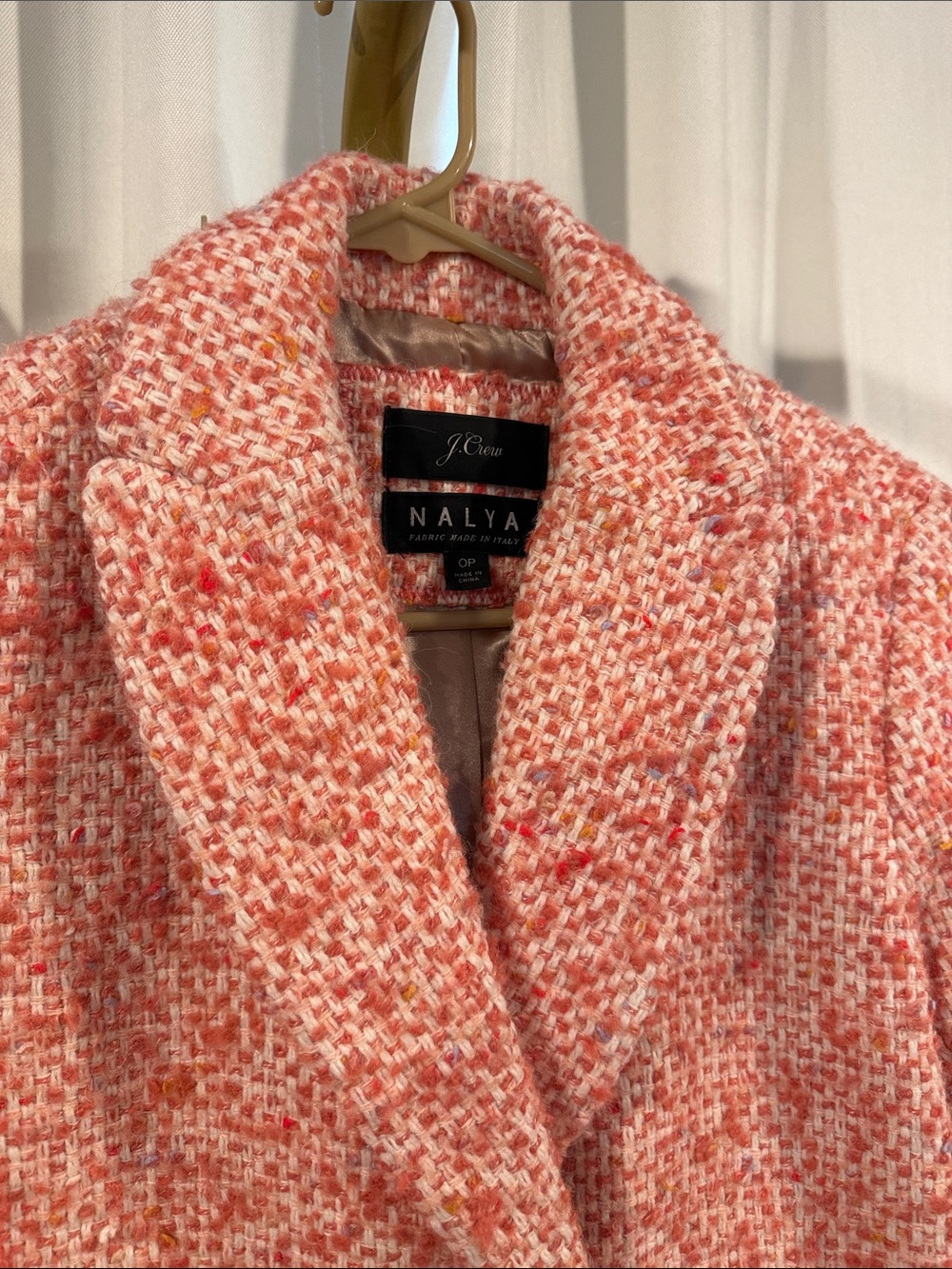 J. Crew Daphne in Italian Tweed Topcoat Faded Guava Nayla Size 0P - Picture 5 of 9